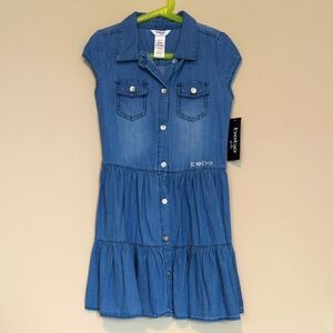 BRAND NEW Bebe Girls Blue and Silver Ruffled Tiered Sundress